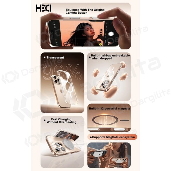 Apple iPhone 15 Pro dėklas "HDD Clear MagSafe Case" (skaidrus)