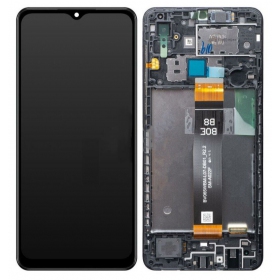 Samsung Galaxy A02 ekranas (juodas) (su rėmeliu) (originalus)