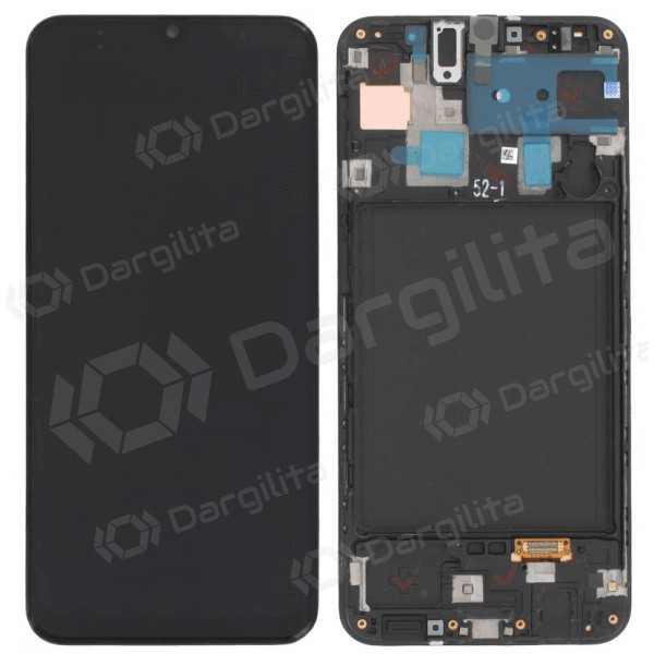 Samsung Galaxy A30 ekranas (juodas) (su rėmeliu) (originalus)