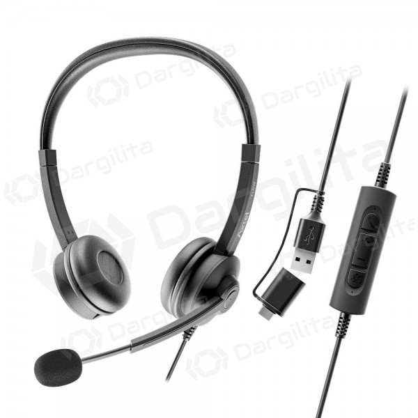 USB-C ausinės Axtel FLOW UC USB-A ir USB-C juodos