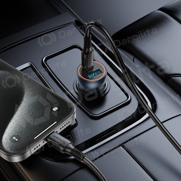 Automobilinis įkroviklis Borofone BZ32A 30 W USB-C + USB-A pilkas