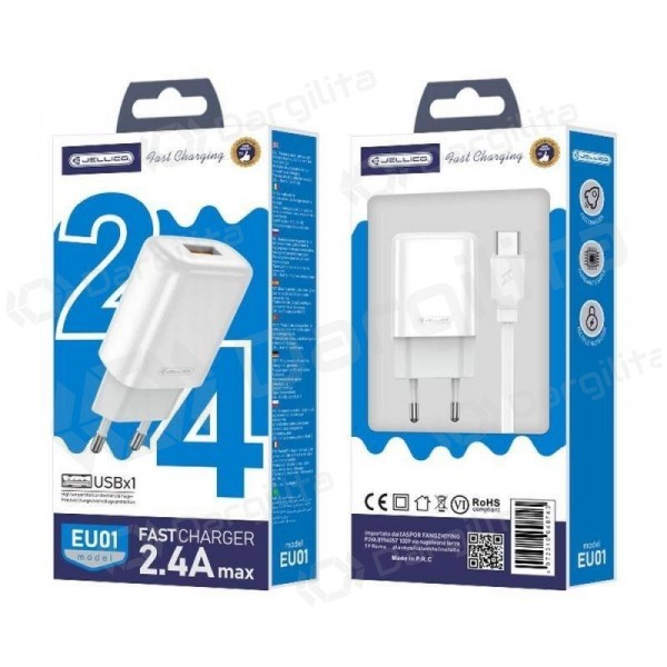Telefono įkroviklis Jellico EU01 12 W USB-A USB-C baltas