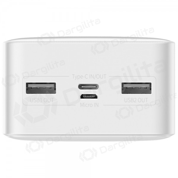 Išorinė baterija Power Bank Baseus Bipow Type-C PD+2xQuick Charge 3.0 15W 30000mAh baltas PPDML-K02