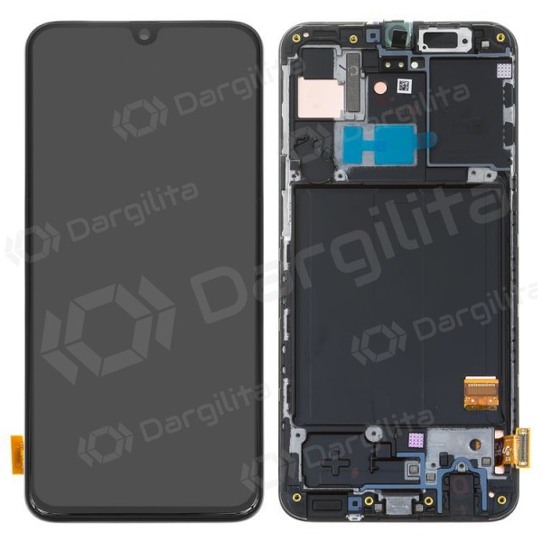 Samsung A405 Galaxy A40 2019 ekranas (juodas) (su rėmeliu) (service pack) (originalus)