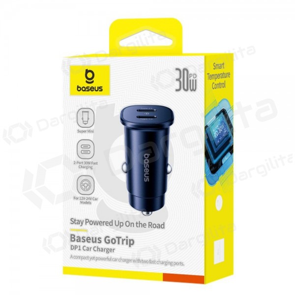 Automobilinis įkroviklis Baseus GoTrip 30 W 2xUSB-C PD QC PPS juodas