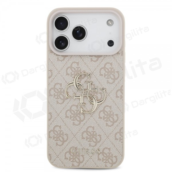 Apple iPhone 17 Pro Max dėklas "Guess PU 4G Metal Logo" (rožinis)