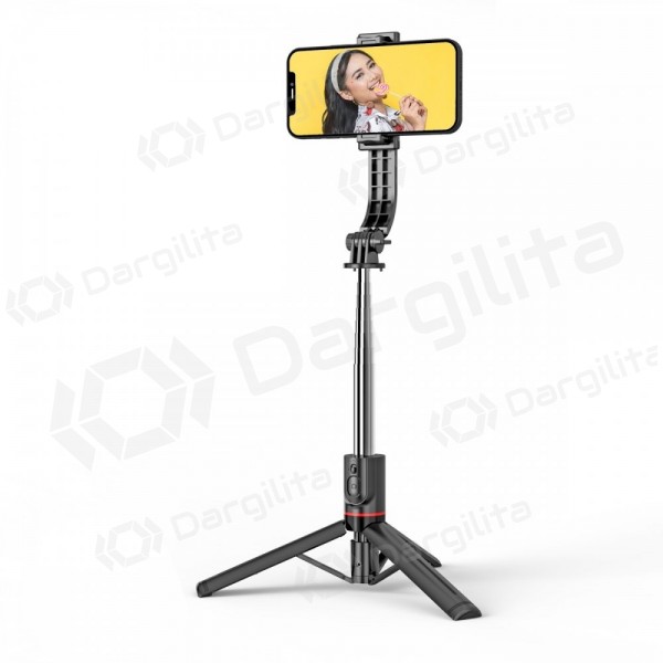 Asmenukių lazda trikojis Awei X50 telefonui 113 cm Bluetooth juoda