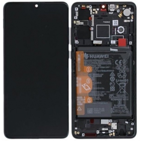 Huawei P30 (new version 2021) ekranas (juodas) (su rėmeliu ir baterija) (service pack) (originalus)