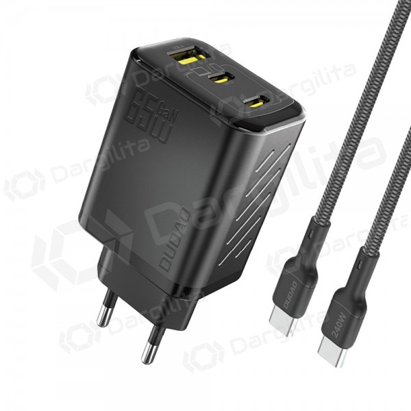 Telefono įkroviklis Dudao A28PC 45 W GaN 2x USB-C su USB-C laidu 1 m juodas