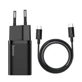 Telefono įkroviklis Baseus Super Si TZCCSUP-L01 25 W USB-C su USB-C laidu 1 m juodas