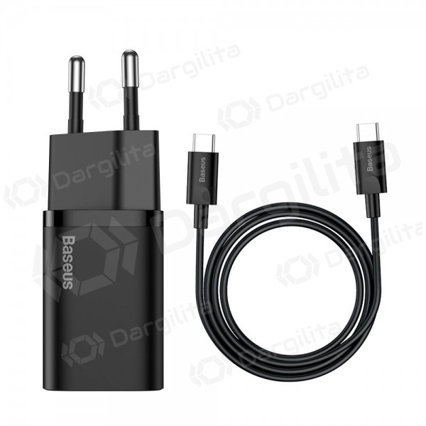 Telefono įkroviklis Baseus Super Si TZCCSUP-L01 25 W USB-C su USB-C laidu 1 m juodas