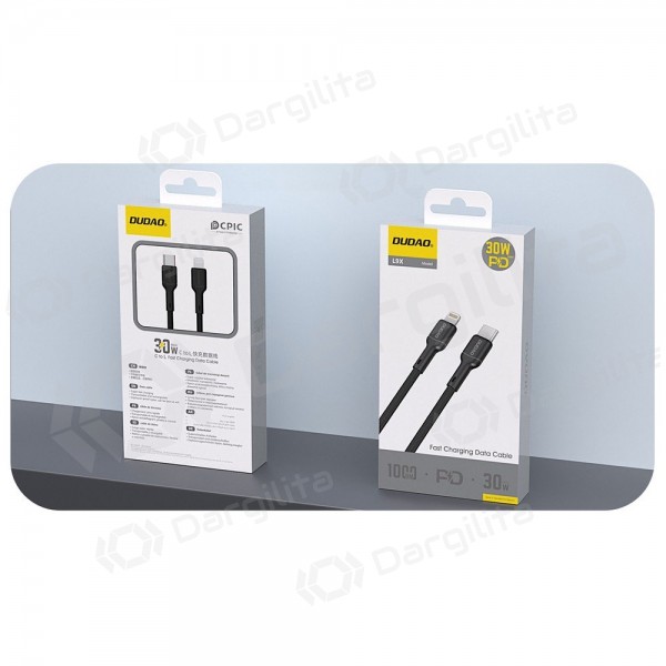 Lightning laidas Dudao L9X USB-C į Lightning 1 m 30 W juodas