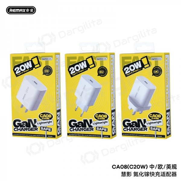 Telefono įkroviklis Remax CA08 20 W USB-C baltas