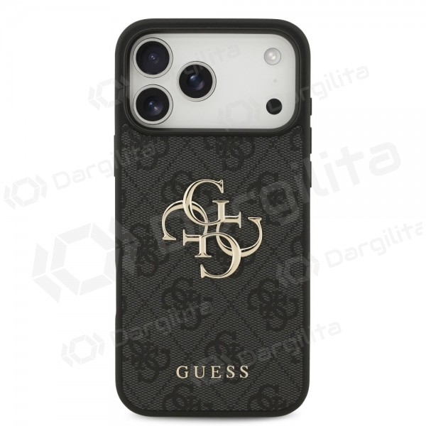 Apple iPhone 17 Pro Max dėklas "Guess PU 4G Metal Logo" (pilkas)