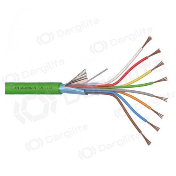 ELAN behalogenis, ekranuotas apsauginis kabelis 8x0.22 (žalias)