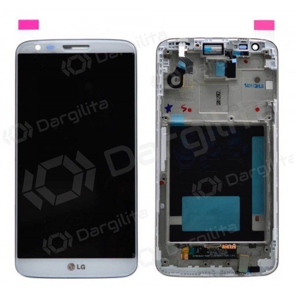 LG D802 Optimus G2 LCD ekranas su liečiamu stikliuku (su rėmeliu) (baltas) (aukšta kokybė)
