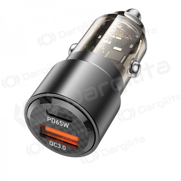 Automobilinis telefono įkroviklis Borofone BZ20A 83 W PD QC 3.0 USB-C + USB-A juodas