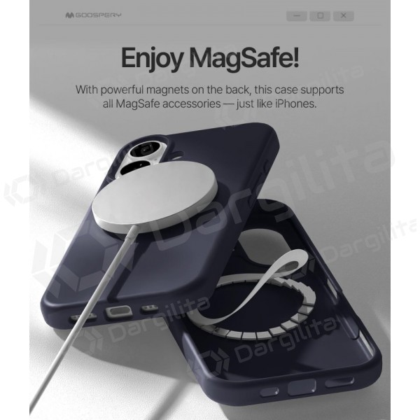 Apple iPhone 17 dėklas Mercury "Pure Magsafe Silicon Case" tamsiai mėlynas
