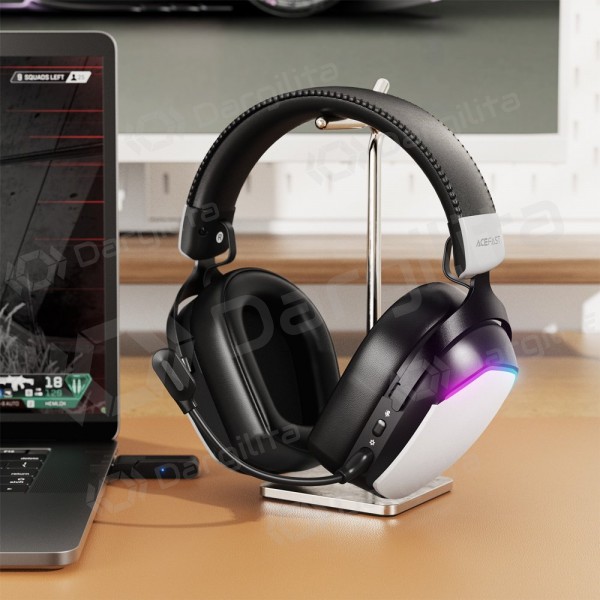 Belaidės ausinės su mikrofonu Acefast H11 Gaming Bluetooth 2.4G 3.5 mm baltos