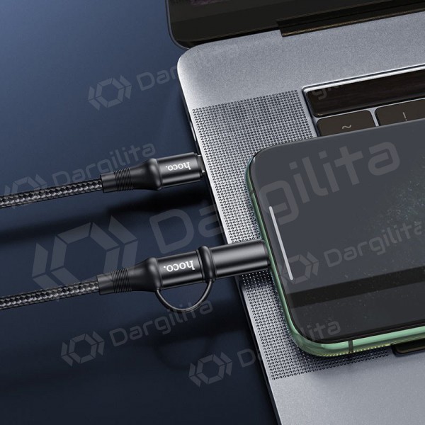 USB kabelis Hoco X50 2-in-1 Exquisito Type-C - Type-C / Lightning 1.0m (juodas)