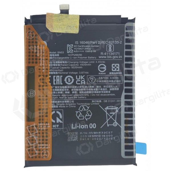 Xiaomi Redmi Note 9 Pro Max, Redmi Note 10 Pro baterija, akumuliatorius (BN53) (originalus) Xiaomi Redmi Note 9 Pro Max, Redmi Note 10 Pro baterija, akumuliatorius (BN53) (originalus)