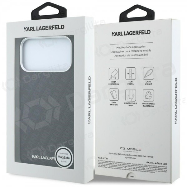 Apple iPhone 18 Pro Max dėklas "Karl Lagerfeld PU Grained Allover Semi Wrap MagSafe" (juodas)