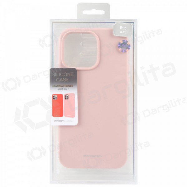 Apple iPhone 15 dėklas Mercury Goospery "Silicone Case" (rožinio smėlio)