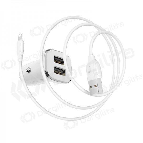 Įkroviklis automobilinis Borofone BZ12 USB + Lightning (2.4A) (baltas) Įkroviklis automobilinis Borofone BZ12 USB + Lightning (2.4A) (baltas)
