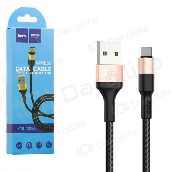 USB kabelis HOCO X26 Xpress type-C 1m (juodas / auksinis)