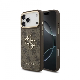 Apple iPhone 18 Pro Max dėklas "Guess PU Leather 4G Metal Logo Gold Frame"