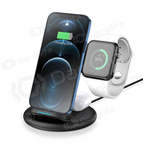 Įkroviklis belaidis Dux Ducis C7 3in1 Phone, Apple Watch, Airpods 15W (juodas)