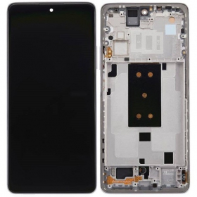 Xiaomi 11T 5G / 11T Pro 5G ekranas (baltas) (su rėmeliu) (originalus)