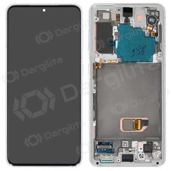Samsung Galaxy S21 5G ekranas (baltas) (su rėmeliu) (originalus) Samsung Galaxy S21 5G ekranas (baltas) (su rėmeliu) (originalus)