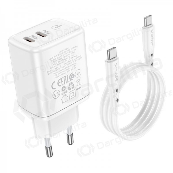 Telefono įkroviklis Borofone BN9 35 W USB-C PD PPS QC baltas