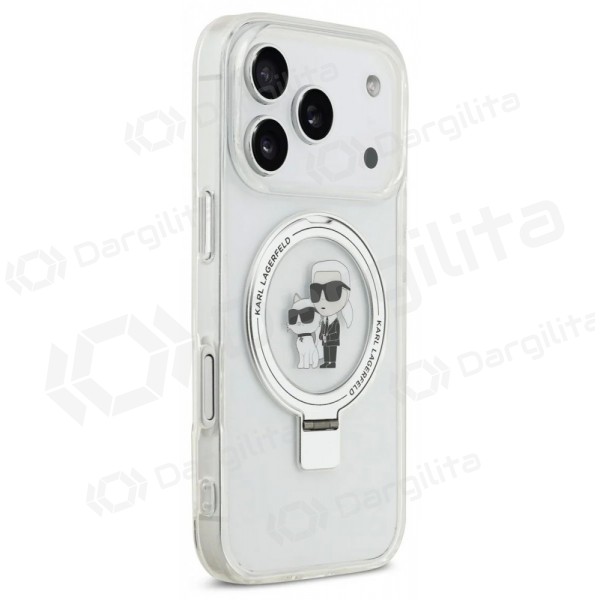 Apple iPhone 17 Pro Max dėklas "Karl Lagerfeld Ringstand Karl and Choupette MagSafe" (skaidrus)