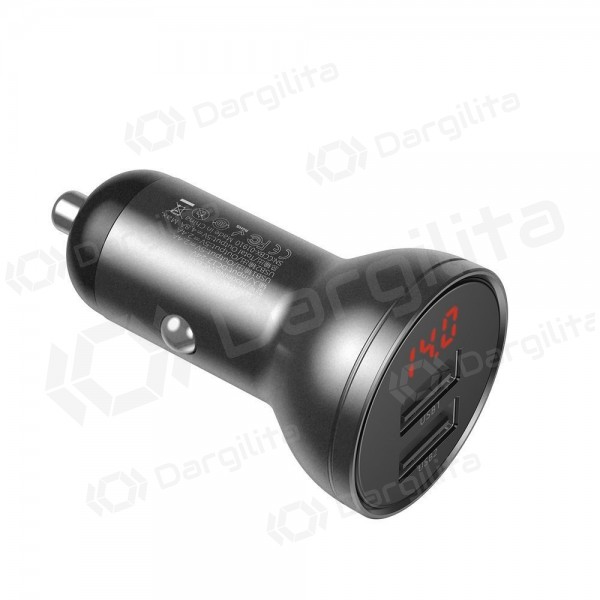 Automobilinis telefono įkroviklis Baseus Digital Display CCBX-0G 24 W 2x USB-A juodas