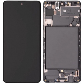 Samsung Galaxy A71 ekranas (juodas) (su rėmeliu) (OLED)