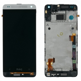HTC One Mini (M4) ekranas (sidabrinis) (su rėmeliu) (service pack) (originalus)