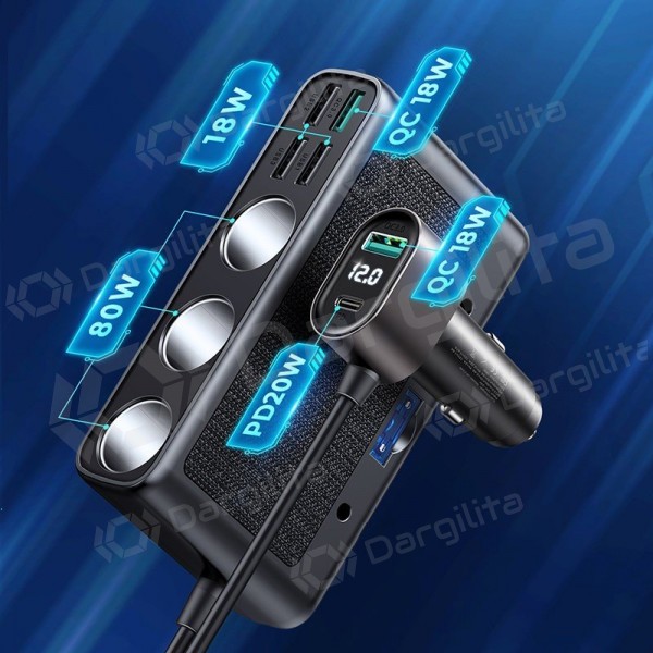 Automobilinis įkroviklis Joyroom JR-CL06 154 W USB-C + USB-A PD QC juodas
