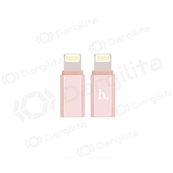 Adapteris Hoco iš microUSB į Apple Lightning (rožinis)