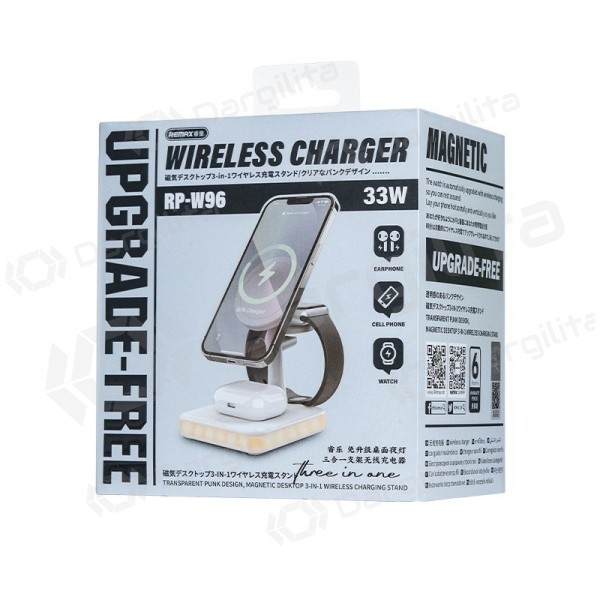 Belaidis įkroviklis Remax RP-W96 3 in 1 33 W USB-C Qi baltas