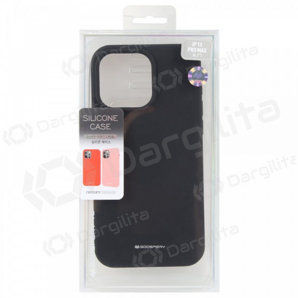 Apple iPhone 15 Pro Max dėklas Mercury Goospery "Silicone Case" (juodas)