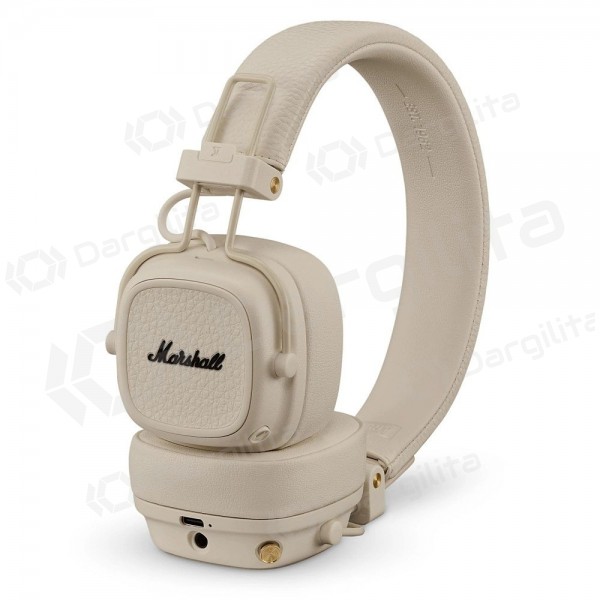Belaidės ausinės Marshall Major V Bluetooth On-Ear USB-C 3,5 mm kreminės