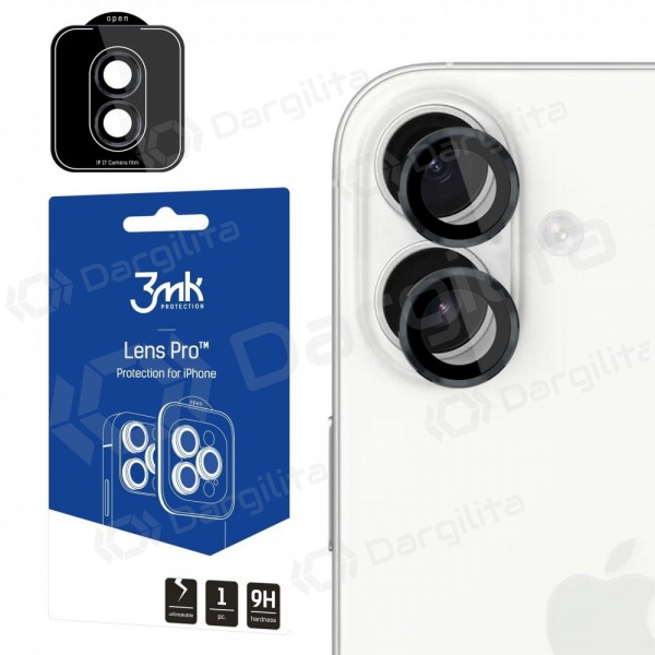 Apple iPhone 17 apsauginis grūdintas stiklas kamerai "3MK Lens Pro" (juodas)