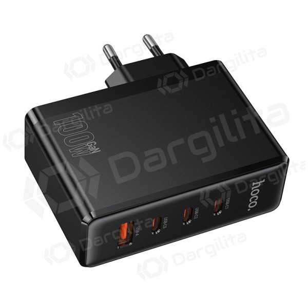 Telefono įkroviklis Hoco N85 100 W 3x USB-C + USB-A juodas