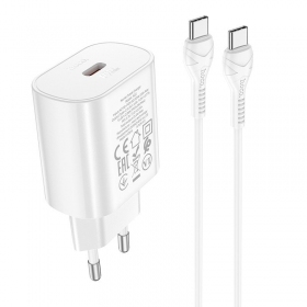 Telefono įkroviklis Hoco N22 25 W USB-C PD PPS QC USB-C + USB-C baltas