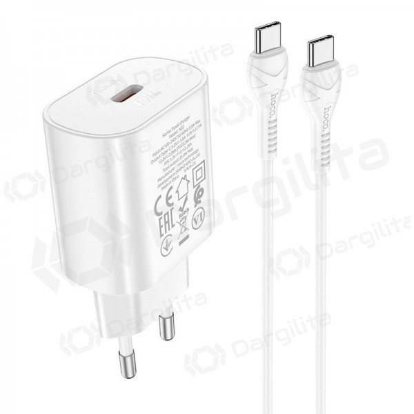 Telefono įkroviklis Hoco N22 25 W USB-C PD PPS QC USB-C + USB-C baltas