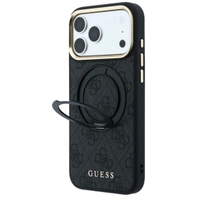 Apple iPhone 18 Pro dėklas "Guess PU 4G Ring Stand MagSafe" (mėlynas)