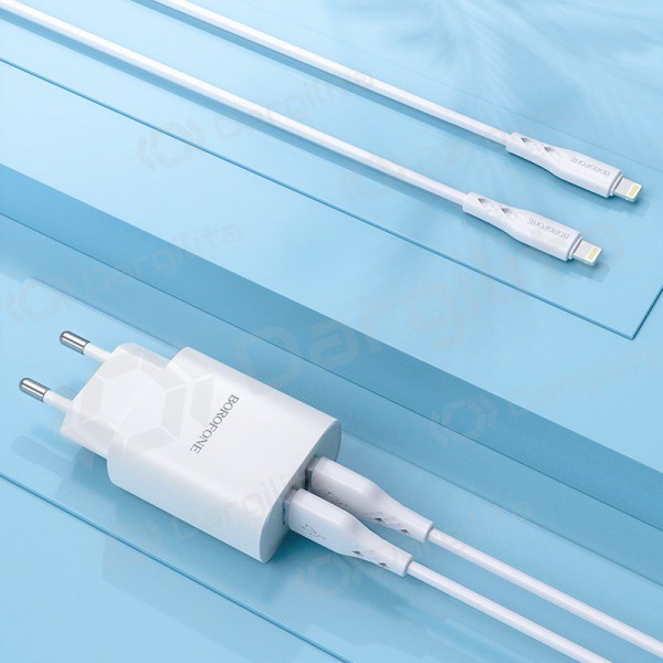 Įkroviklis Borofone BN2 2xUSB 2.1A + Lightning (baltas) Įkroviklis Borofone BN2 2xUSB 2.1A + Lightning (baltas)