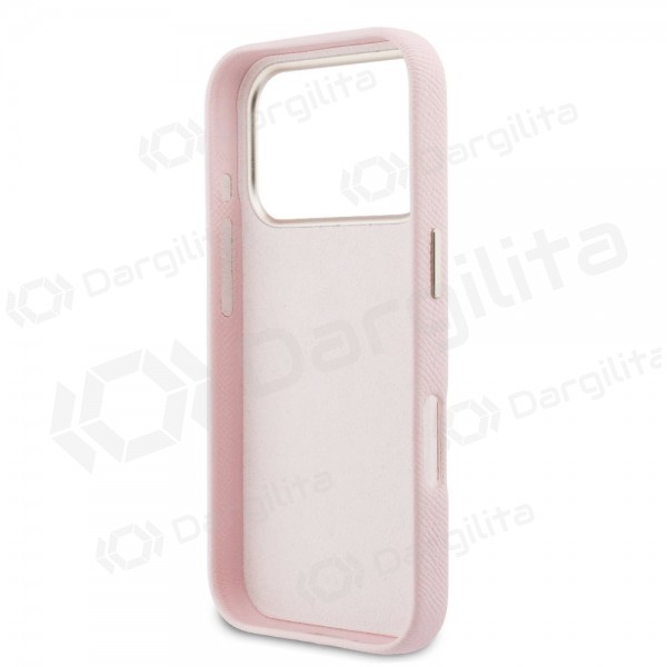Apple iPhone 17 Pro Max dėklas "Guess PU Grained 4G Resin Metal Logo" (rožinis)